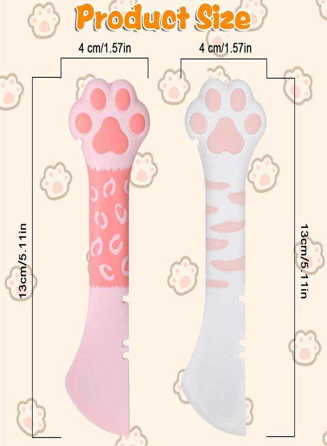 guduling 2 Pcs Cat Food Spatula,Cat Spoons for Wet Food,Cute Silicone Pet Can Opener with Cats Paw Handle,5.1 X 1.57 In Pet Spatula Scoop Mixing Spoons for Cats Dog Wet Dry Foods Pets Supplies - Image 2